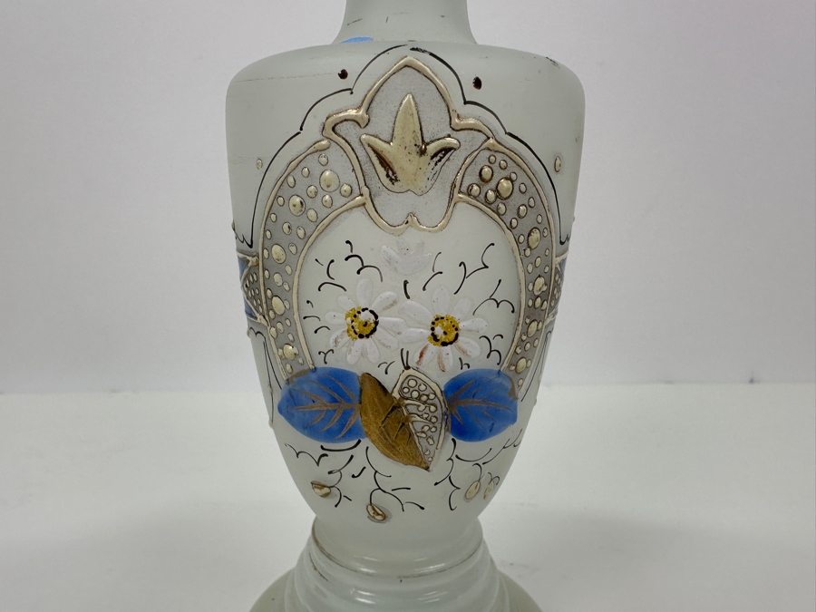 Antique Opaline Glass: White Victorian Bottle White Blue, White & Gold Decor 7.5'H Appraised $85 [Photo 4]