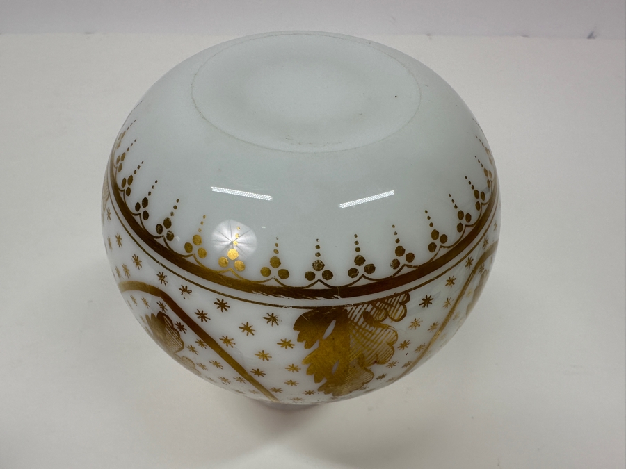 Antique Opaline Glass: White Perfume Bottle With Stopper And Gold Decor 6.25'H [Photo 6]