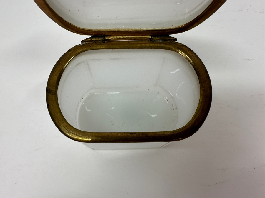Antique Opaline Glass: Small White Box With Gold Decor 3'W X 2'D X 2.75'H Appraised $300 [Photo 11]