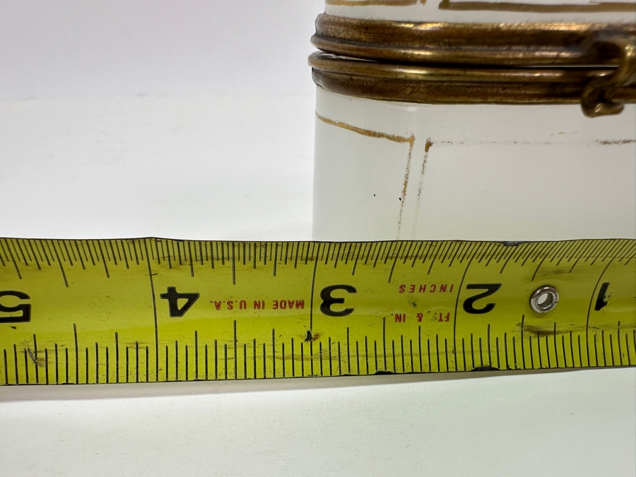 Antique Opaline Glass: Small White Box With Gold Decor 3'W X 2'D X 2.75'H Appraised $300 [Photo 12]