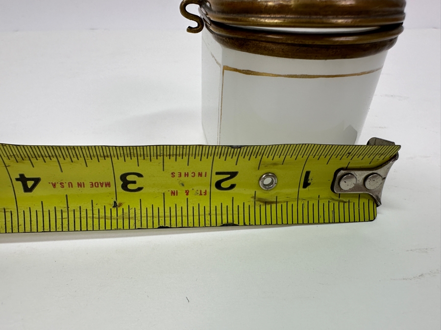 Antique Opaline Glass: Small White Box With Gold Decor 3'W X 2'D X 2.75'H Appraised $300 [Photo 13]
