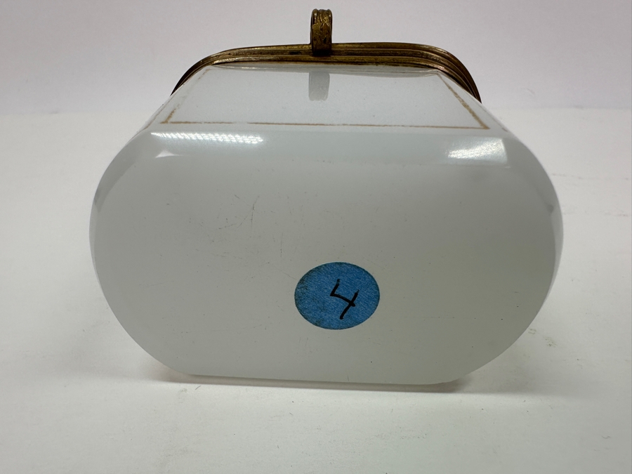 Antique Opaline Glass: Small White Box With Gold Decor 3'W X 2'D X 2.75'H Appraised $300 [Photo 9]