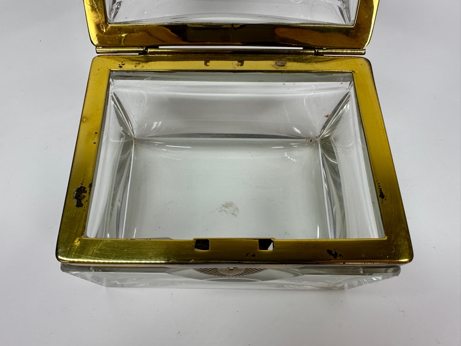 Vintage French Crystal Casket Jewelry Box With Bronze Mounts And Handle Chip On Back Corner 5.75'W X 4.25'D X 6'H Estimate $1,200 [Photo 10]