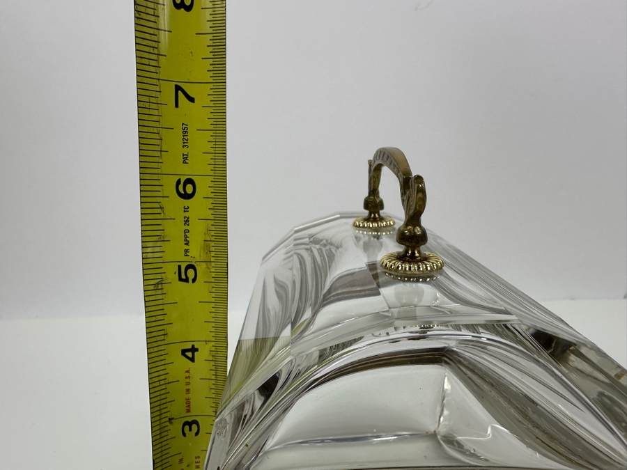 Vintage French Crystal Casket Jewelry Box With Bronze Mounts And Handle Chip On Back Corner 5.75'W X 4.25'D X 6'H Estimate $1,200 [Photo 17]