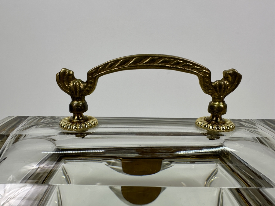 Vintage French Crystal Casket Jewelry Box With Bronze Mounts And Handle Chip On Back Corner 5.75'W X 4.25'D X 6'H Estimate $1,200 [Photo 7]
