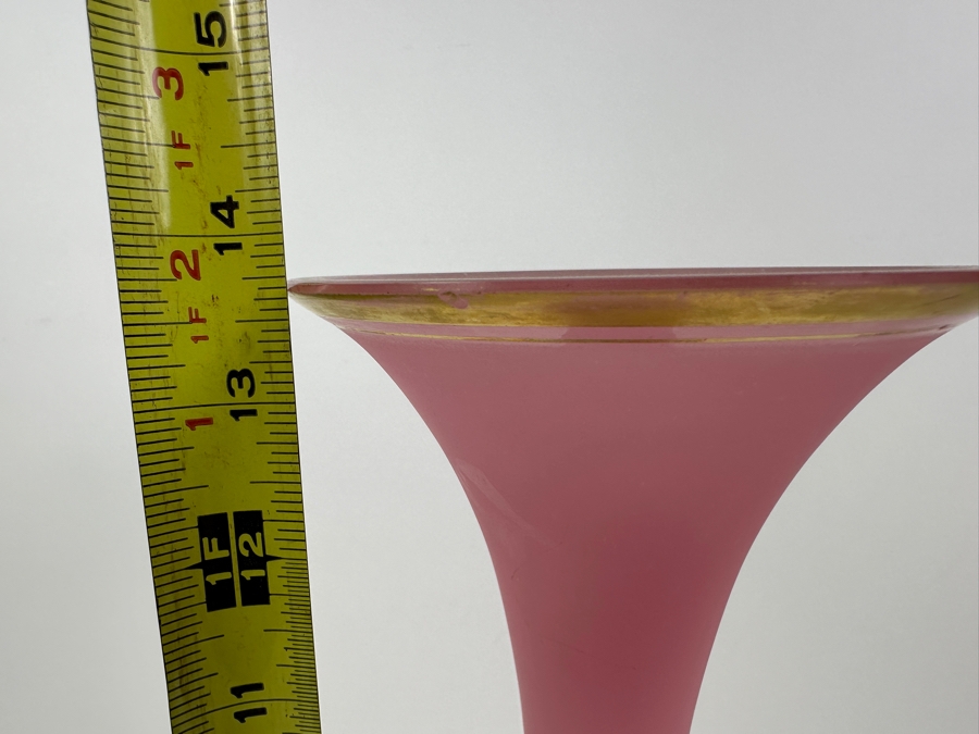Antique Opaline Glass: Pink Vase With Black & Gold Decor 13.75'H Appraised $300 [Photo 11]