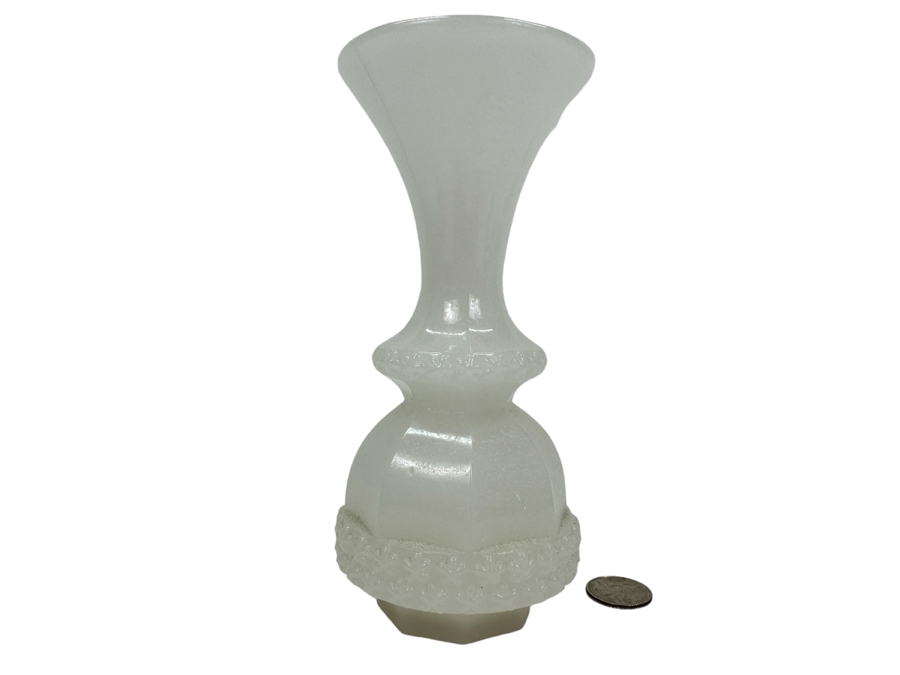 Antique Opaline Glass: White Vase 7.25'H Appraised $125