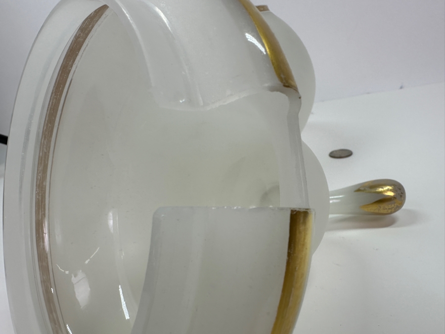 Antique Opaline Glass: White Biedermeier Pear Shaped Punch Bowl With Underplate Chips In Underplate 12'W X 14'H [Photo 11]