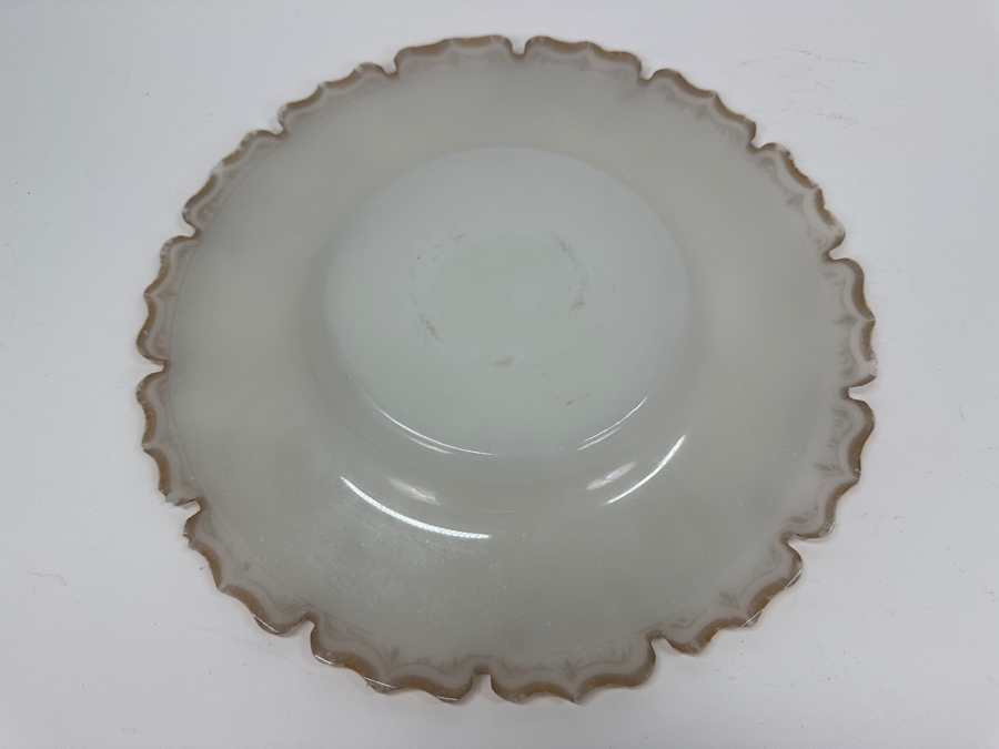 Antique Opaline Glass: White Biedermeier Pear Shaped Punch Bowl With Underplate Chips In Underplate 12'W X 14'H [Photo 23]