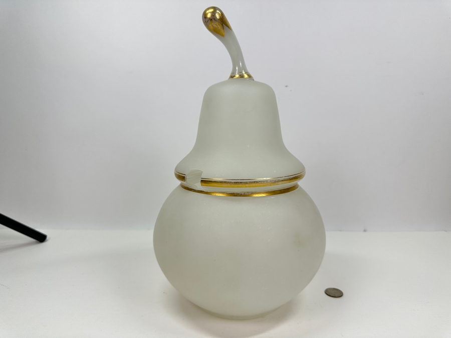 Antique Opaline Glass: White Biedermeier Pear Shaped Punch Bowl With Underplate Chips In Underplate 12'W X 14'H [Photo 4]