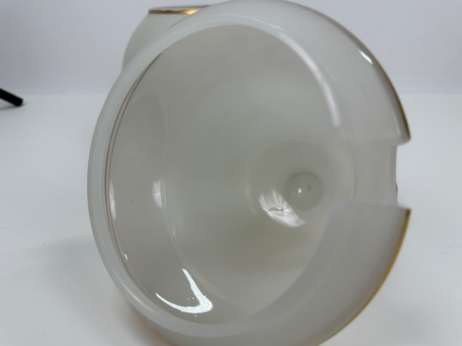 Antique Opaline Glass: White Biedermeier Pear Shaped Punch Bowl With Underplate Chips In Underplate 12'W X 14'H [Photo 9]