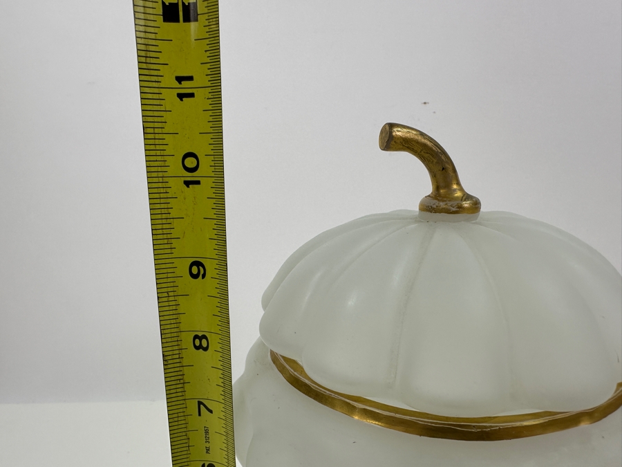 Antique Opaline Glass: White Footed Compote Dish With Gold Decor Chip In Base 10.5'H [Photo 13]