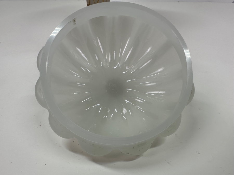 Antique Opaline Glass: White Footed Compote Dish With Gold Decor Chip In Base 10.5'H [Photo 8]