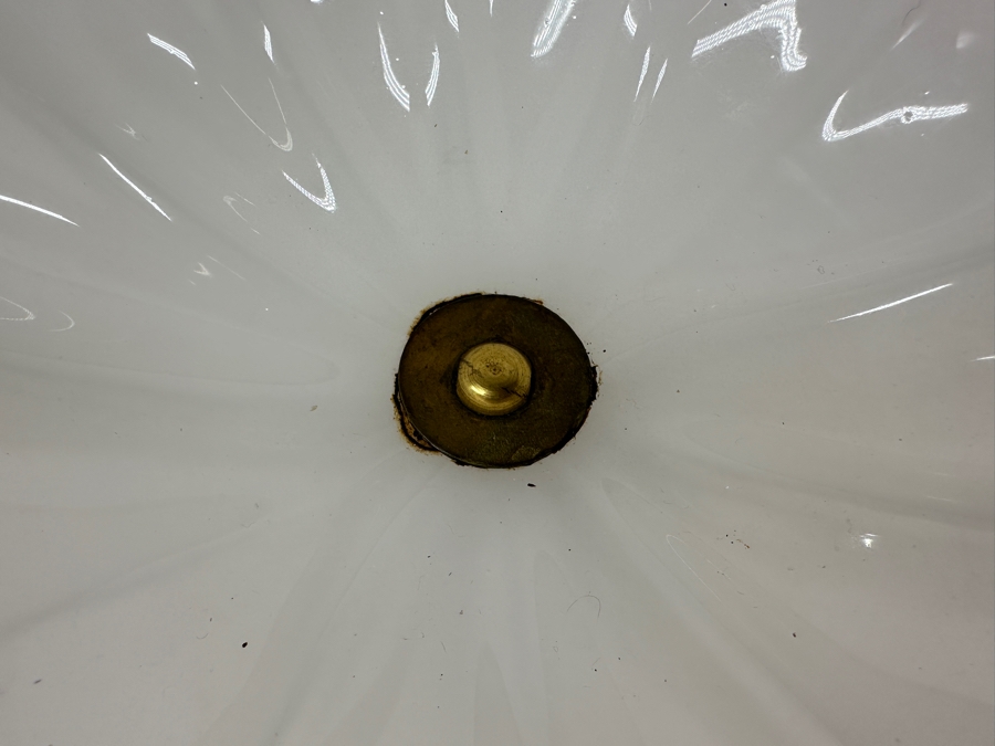 Antique Opaline Glass: White Footed Compote Dish With Gold Decor Chip In Base 10.5'H [Photo 6]