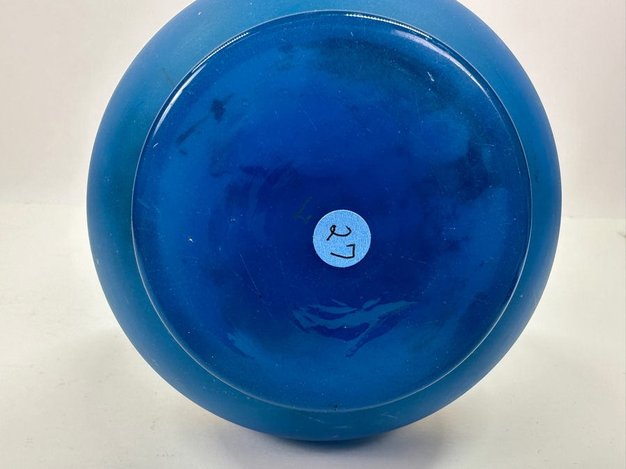 Antique Opaline Glass: Tall Blue Decanter With Stopper And Gold Decor 13.5'H Appraised $225 [Photo 8]