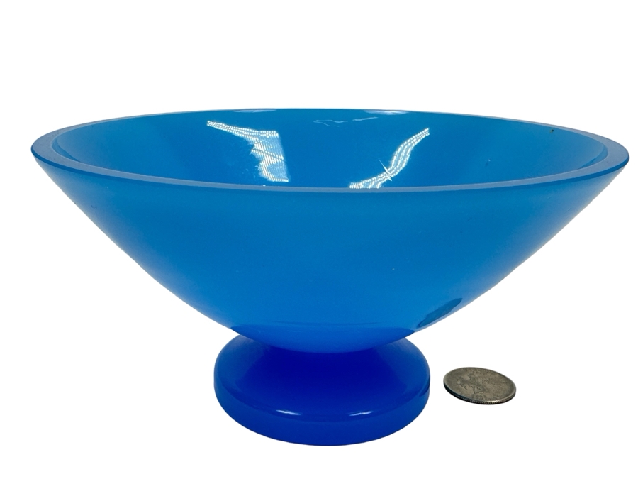 Vintage 1940 Opaline Glass: Blue Footed Bowl 6.5'W X 3.25'H Appraised $55 [Photo 1]