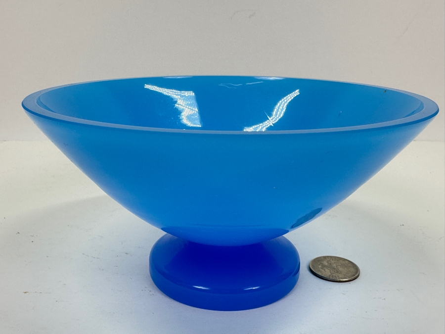 Vintage 1940 Opaline Glass: Blue Footed Bowl 6.5'W X 3.25'H Appraised $55 [Photo 2]