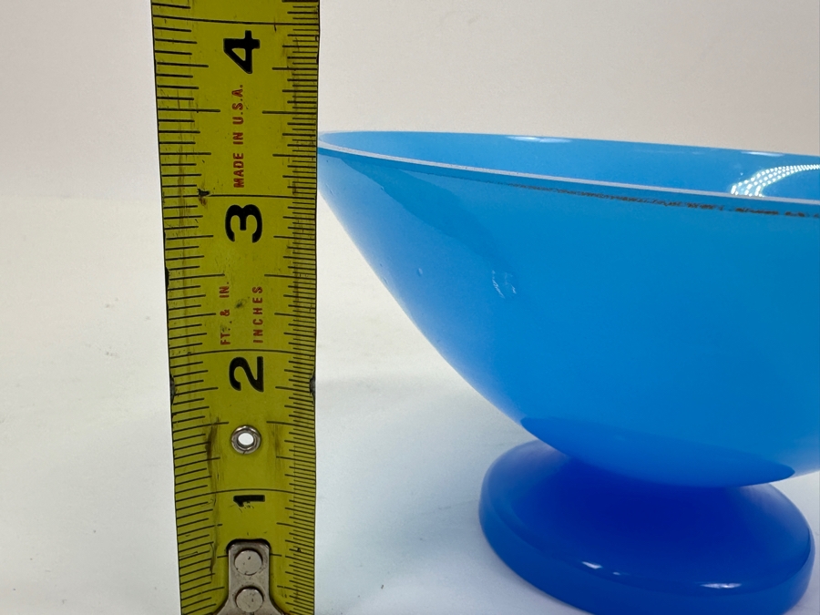 Vintage 1940 Opaline Glass: Blue Footed Bowl 6.5'W X 3.25'H Appraised $55 [Photo 11]
