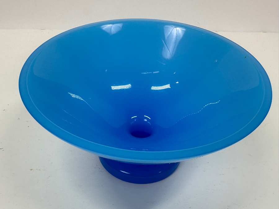 Vintage 1940 Opaline Glass: Blue Footed Bowl 6.5'W X 3.25'H Appraised $55 [Photo 5]