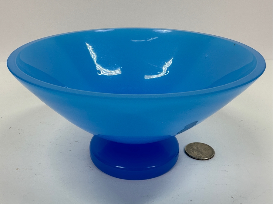 Vintage 1940 Opaline Glass: Blue Footed Bowl 6.5'W X 3.25'H Appraised $55 [Photo 3]