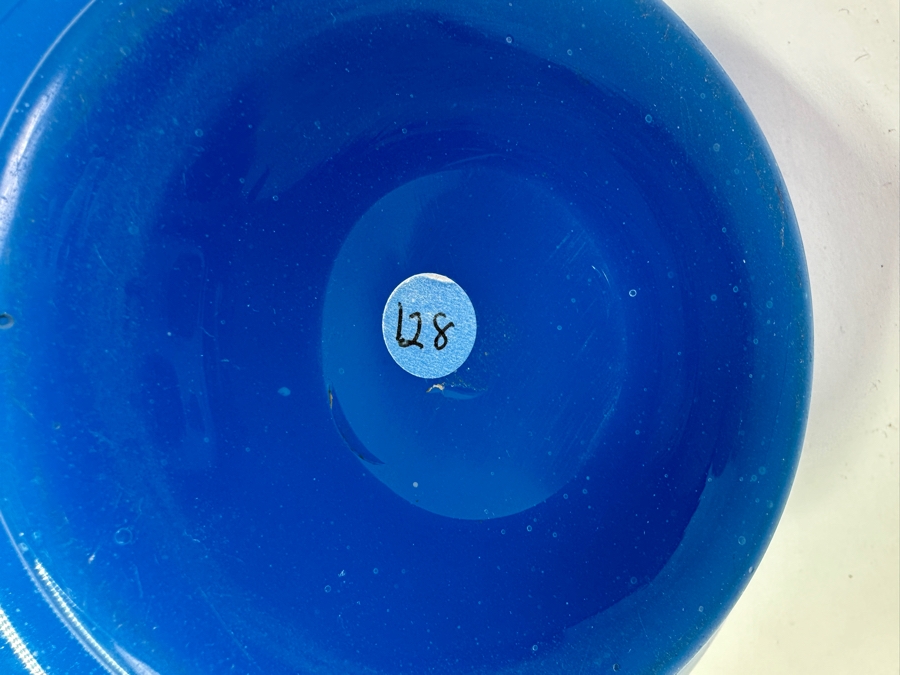 Antique Opaline Glass: Heavy Blue Pitcher Antique Repaired With Staples 10'H Appraised $160 [Photo 12]