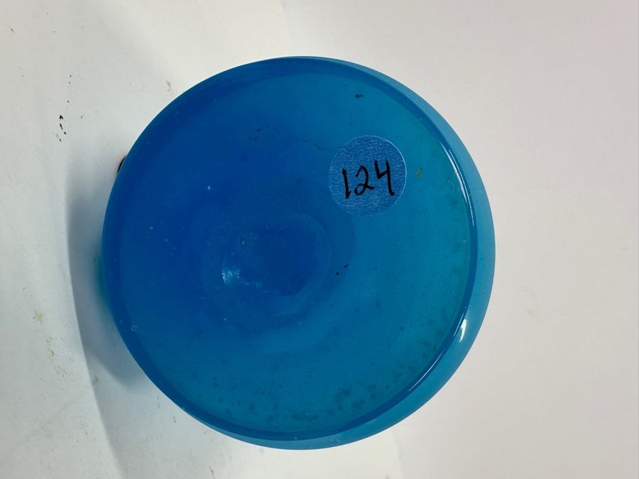 Antique Opaline Glass: Victorian Blue Bottle With Stopper 8'H [Photo 7]