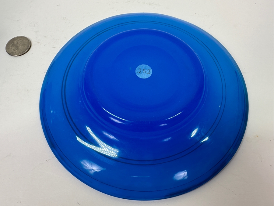 Antique Opaline Glass: Blue Bottle With Underplate 7'W X 7.5'H [Photo 5]