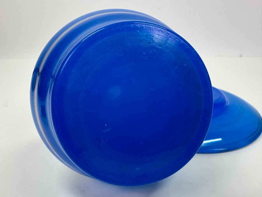 Antique Opaline Glass: Blue Bottle With Underplate 7'W X 7.5'H [Photo 7]