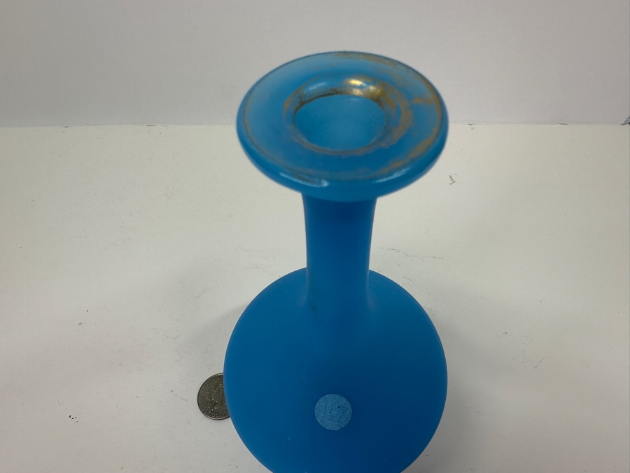 Antique Opaline Glass: Blue Bud Vase 7.5'H [Photo 4]