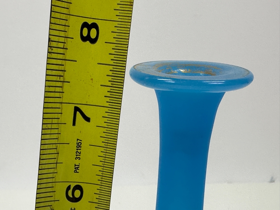 Antique Opaline Glass: Blue Bud Vase 7.5'H [Photo 8]