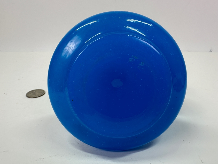 Antique Opaline Glass: Blue With Gold Decor Oil Lamp 6.75'H [Photo 7]