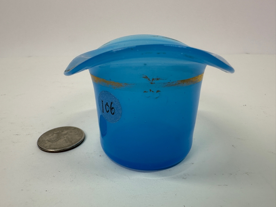Antique Opaline Glass: Blue High Hat 1.75'H Appraised $100 [Photo 2]