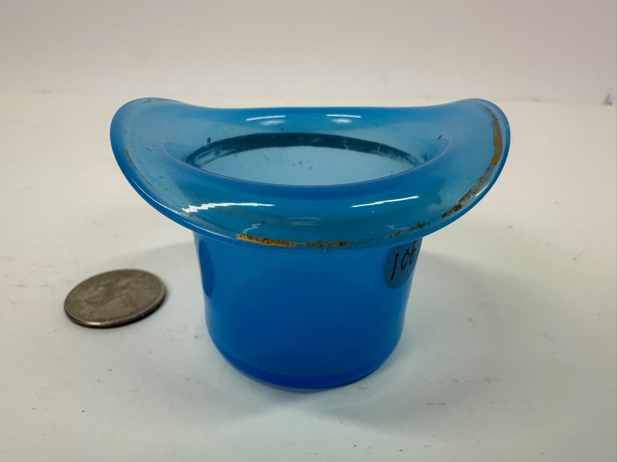 Antique Opaline Glass: Blue High Hat 1.75'H Appraised $100 [Photo 3]