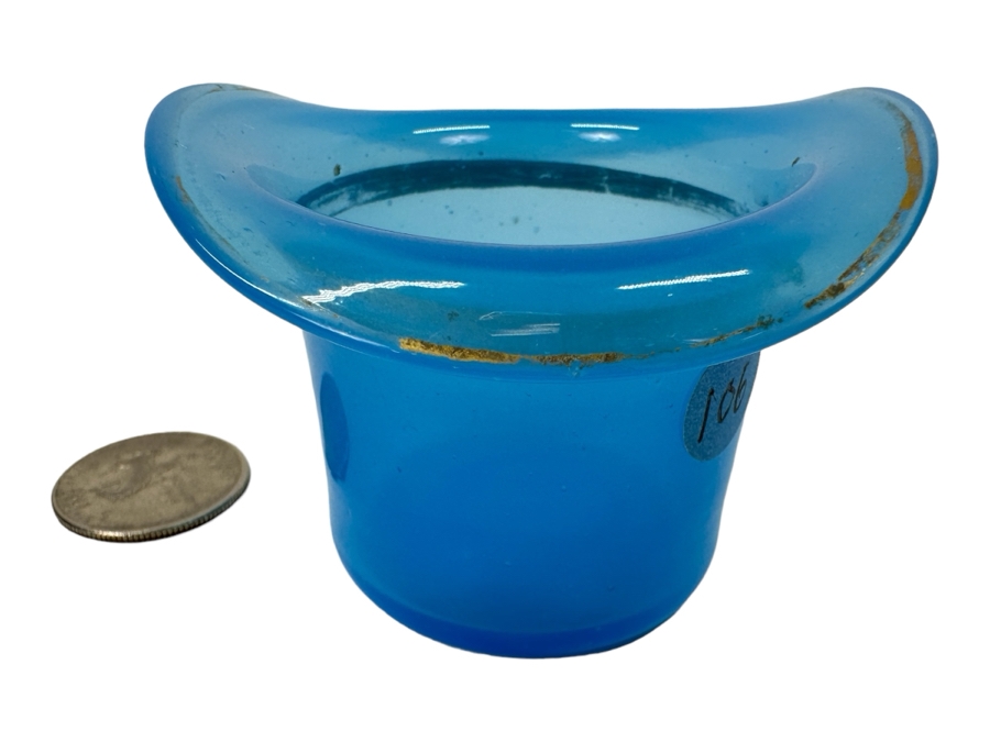 Antique Opaline Glass: Blue High Hat 1.75'H Appraised $100 [Photo 1]