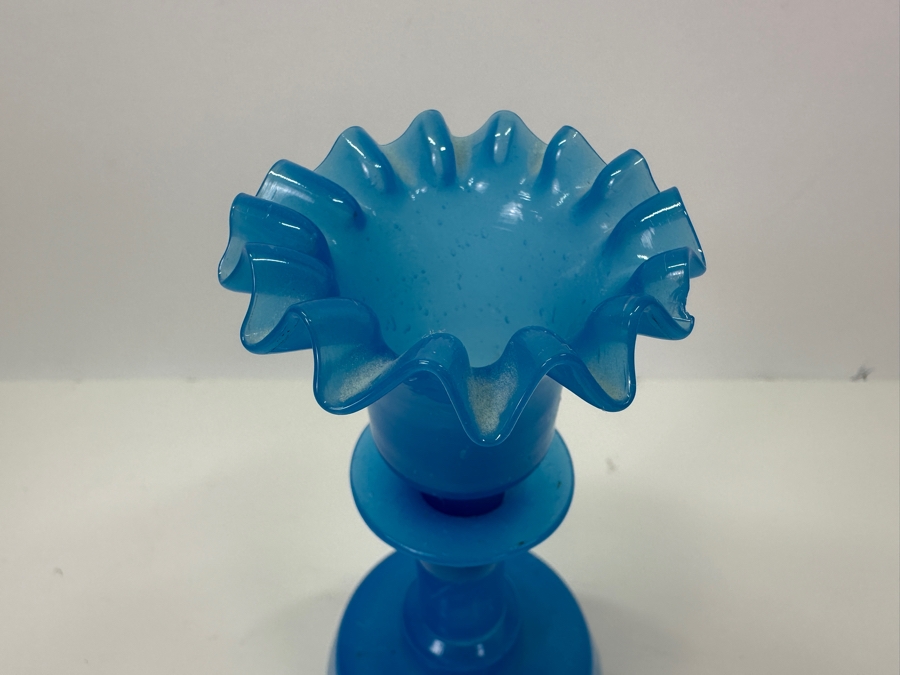 Antique Opaline Glass: Blue Victorian Bottle With Stopper 8.75'H Appraised $75 [Photo 4]