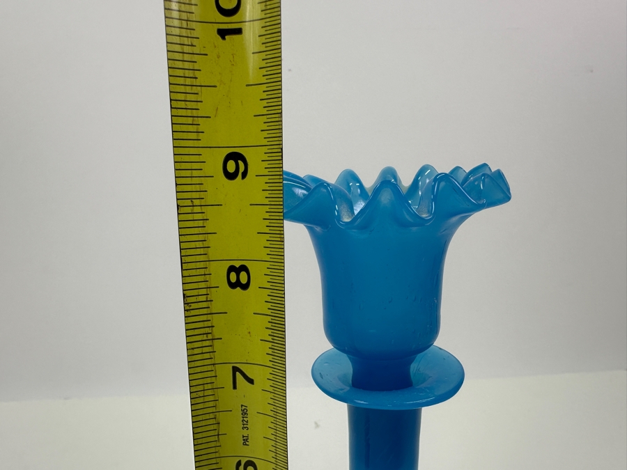 Antique Opaline Glass: Blue Victorian Bottle With Stopper 8.75'H Appraised $75 [Photo 8]