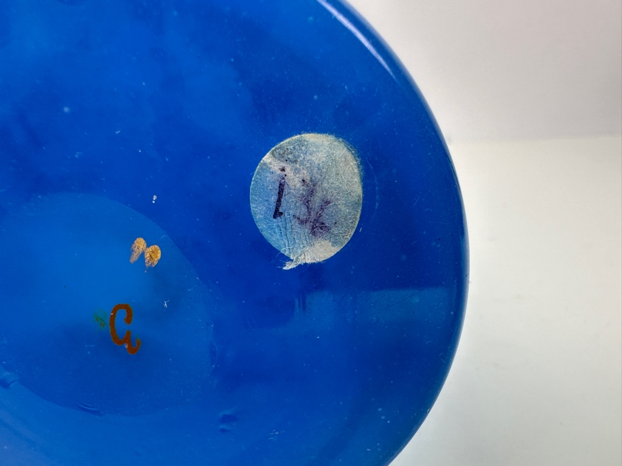 Antique Opaline Glass: Tall Blue Bottle With Gold & White Decor 12.5'H Appraised $110 [Photo 11]