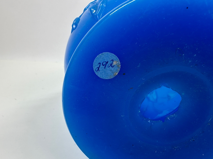 Antique Opaline Glass: Tall Blue Vase 16'H [Photo 10]