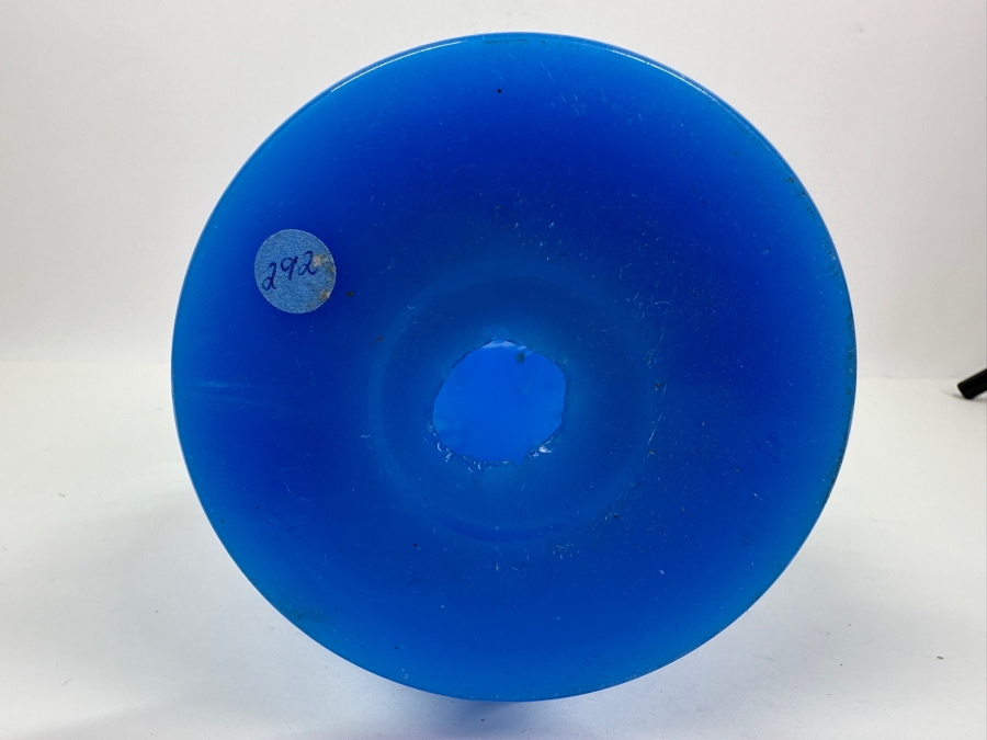 Antique Opaline Glass: Tall Blue Vase 16'H [Photo 9]