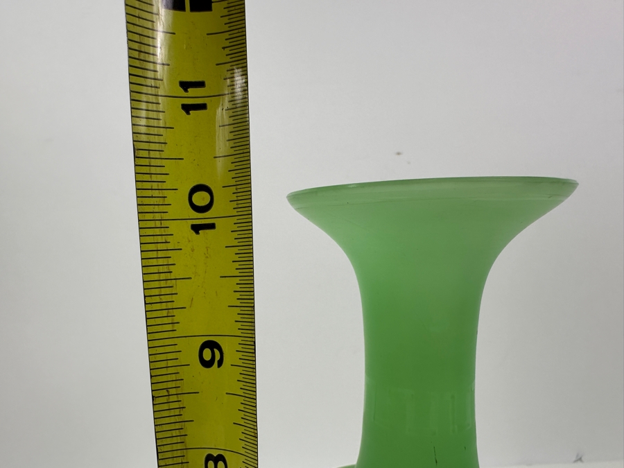 Antique Opaline Glass: Green Vase With Gold Decor 10'H Appraised $110 [Photo 6]