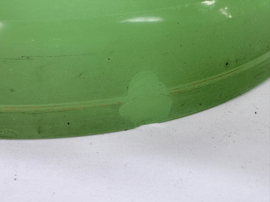 Antique Opaline Glass: Stunning Pair Of Light Green Lustres With Crystal Prisms Chips In Rim & Base 12.5'H Appraised $800 [Photo 14]