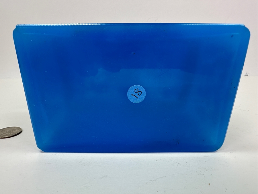 Antique Opaline Glass: Stunning Large Blue With Gold & White Decor 6'W X 3.75'D X 4.5'H Appraised $900 [Photo 13]