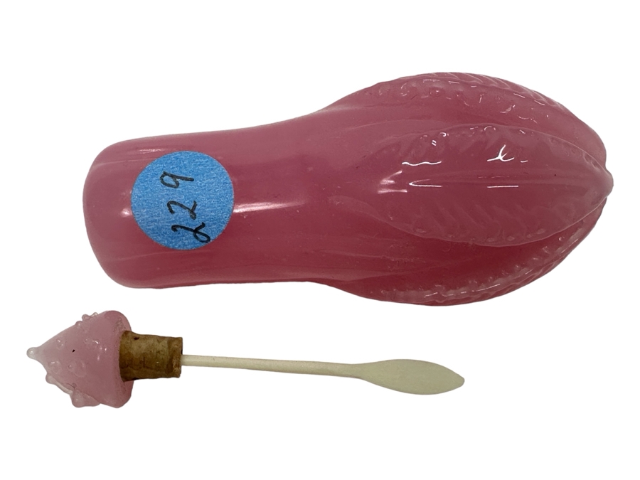 Antique Opaline Glass: Pink Snuff Bottle 3'L