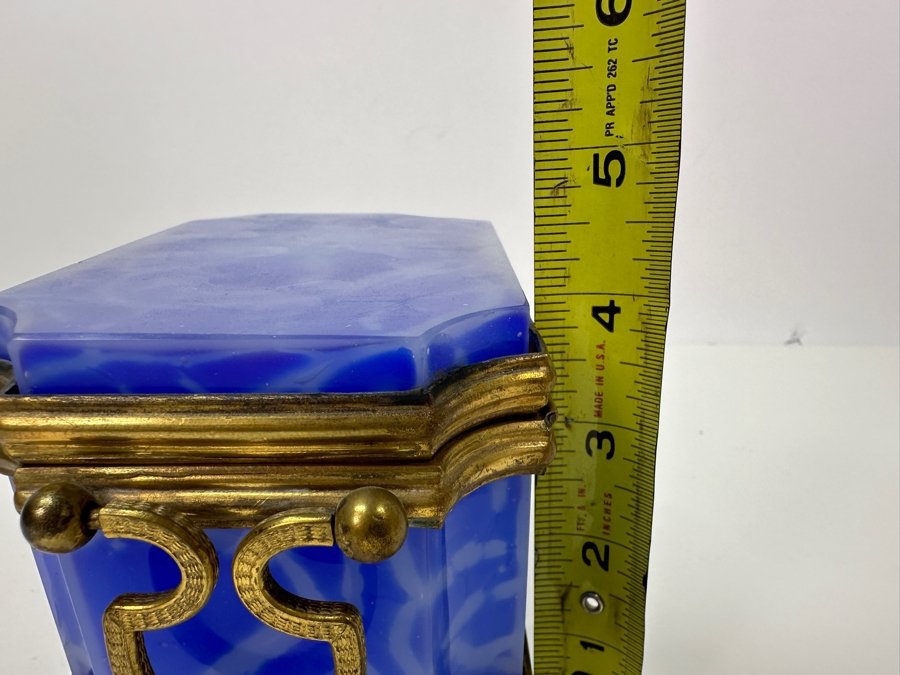 Antique Opaline Glass: Large Blue & White Box England Chip In Top Corner 6'W X 4.5'D X 4'H Client Paid $748 [Photo 14]