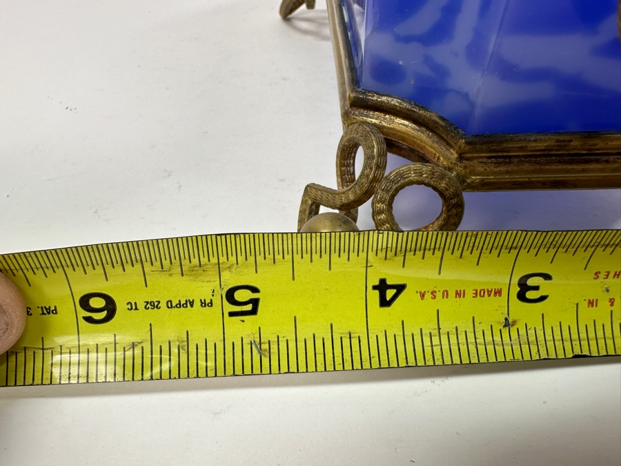 Antique Opaline Glass: Large Blue & White Box England Chip In Top Corner 6'W X 4.5'D X 4'H Client Paid $748 [Photo 13]