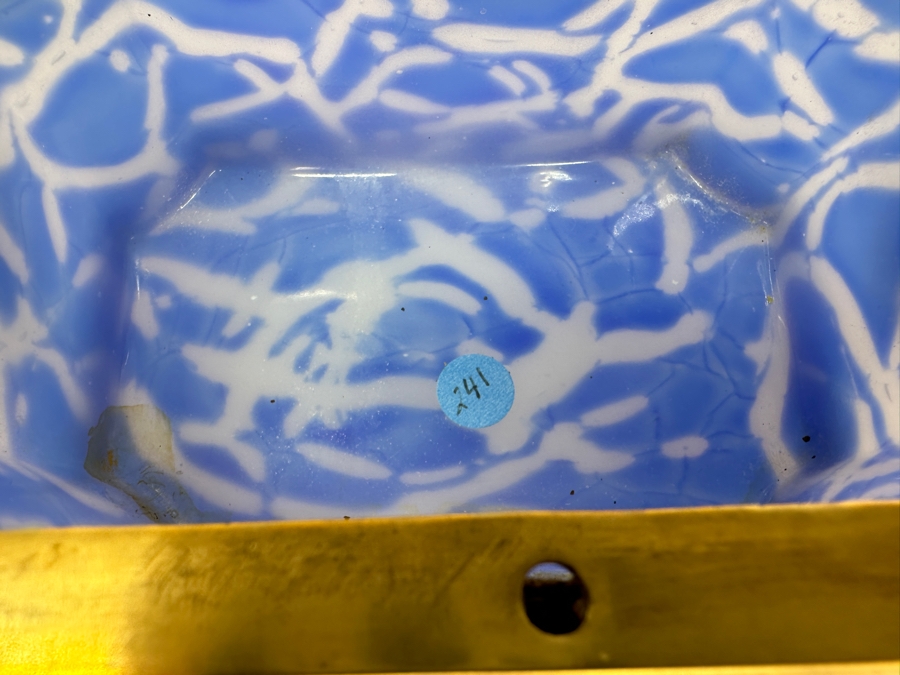 Antique Opaline Glass: Large Blue & White Box England Chip In Top Corner 6'W X 4.5'D X 4'H Client Paid $748 [Photo 11]