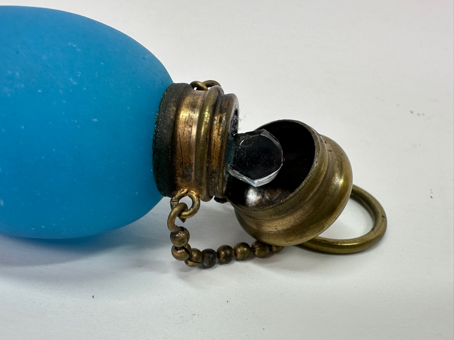Antique Opaline Glass: Blue Egg Shaped Perfume Bottle 2.5'L [Photo 7]