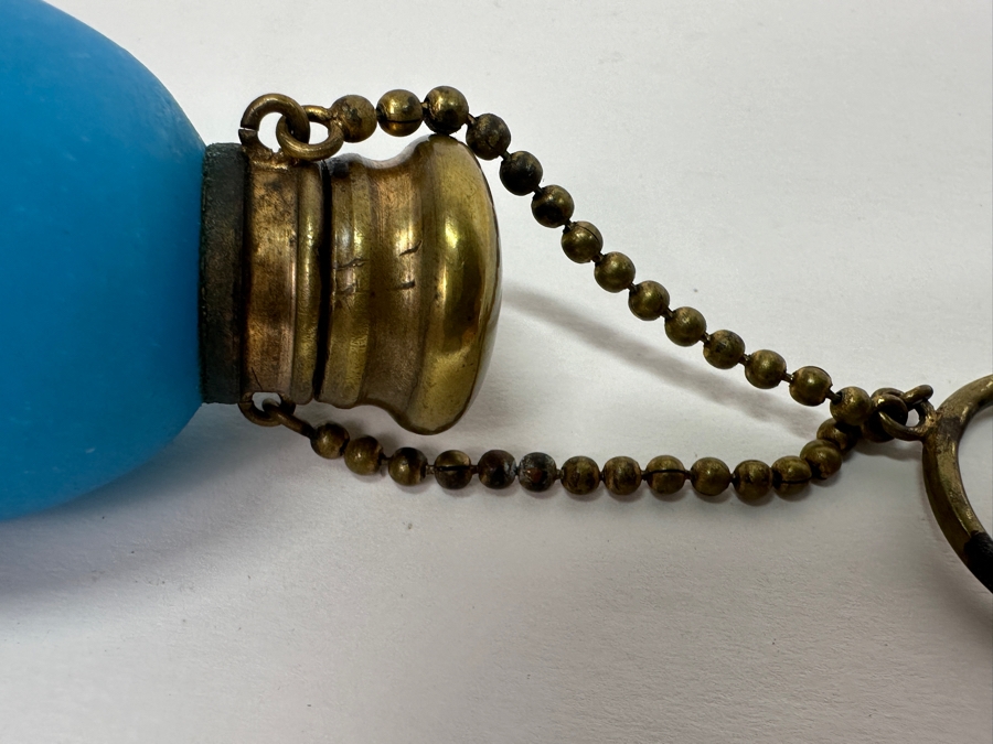 Antique Opaline Glass: Blue Egg Shaped Perfume Bottle 2.5'L [Photo 6]