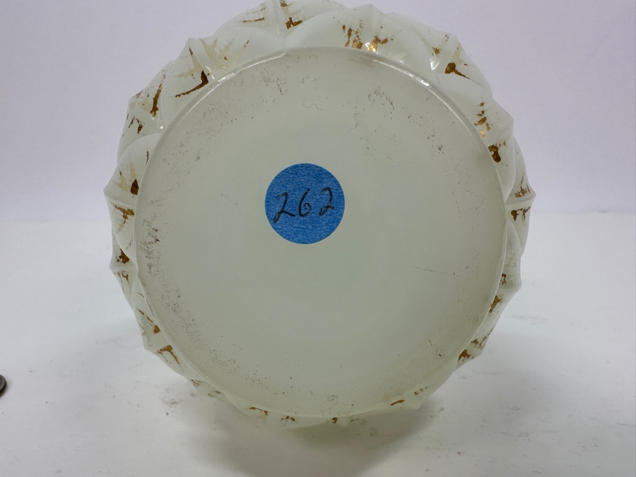 Antique Opaline Glass: White & Green Perfume Bottle With Stopper And Gold Decorations 8.5'H Client Paid $491 [Photo 6]