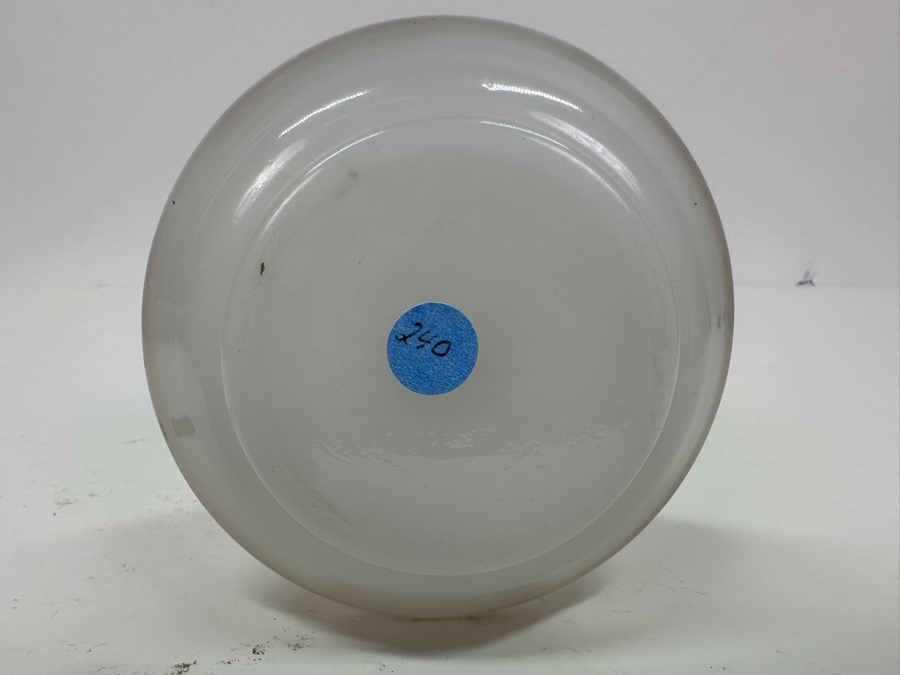 Antique Opaline Glass: White & Pink Perfume Bottle With Mushroom Top Stopper, Gold Decorations And Applied Snake Chips In Stopper 7.5'H Client Paid $370 [Photo 10]